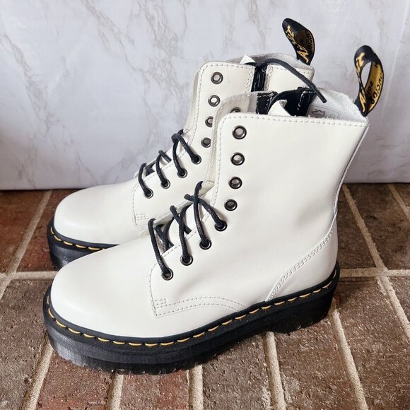 Dr. Martens Jadon 8-Eye Platform Combat Boot White Leather Womens US 8 - Picture 4 of 10